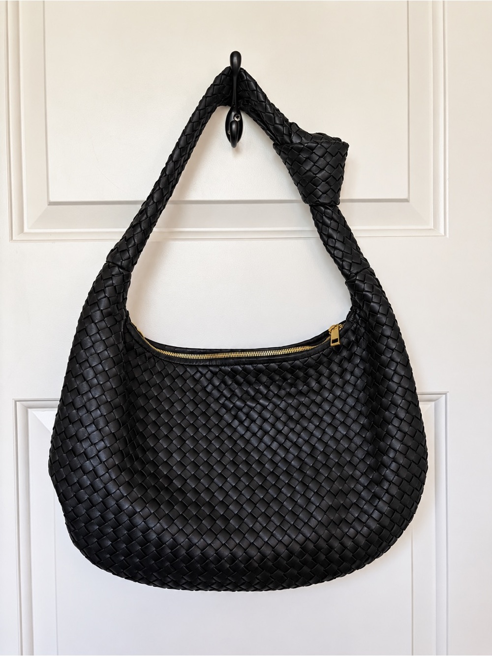 Quince Luxury Black Woven Leather Shoulder Bag Rare Discontinued